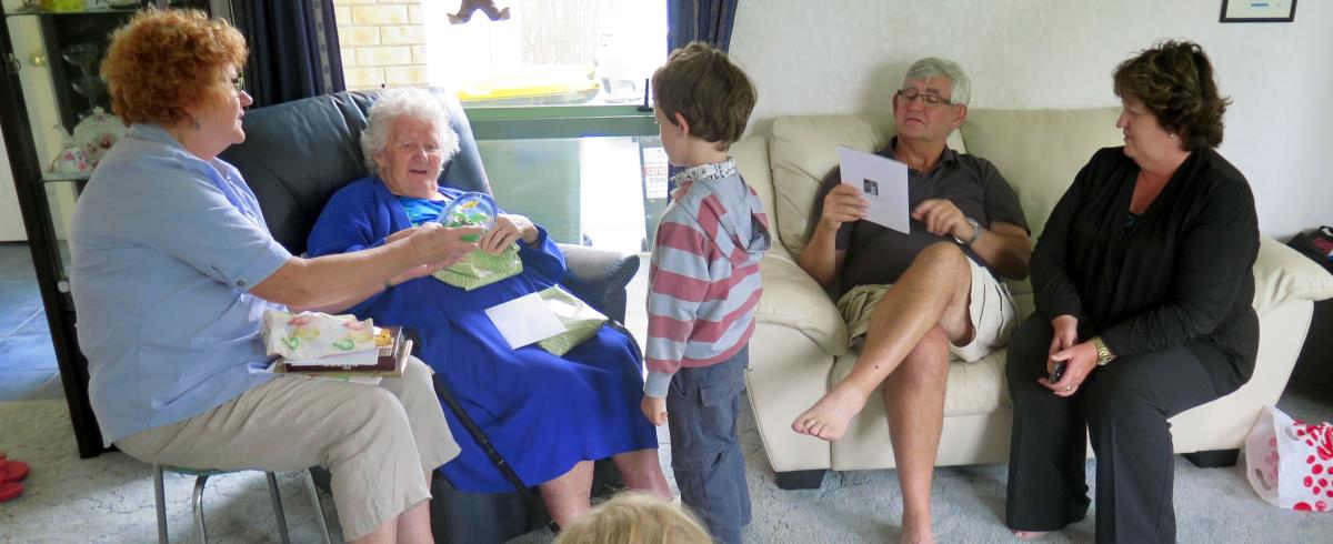 Family celebrating Dotty's 89th Birthday